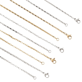 Unisex 304 Stainless Steel Box Chain Necklaces, with Lobster Claw Clasps