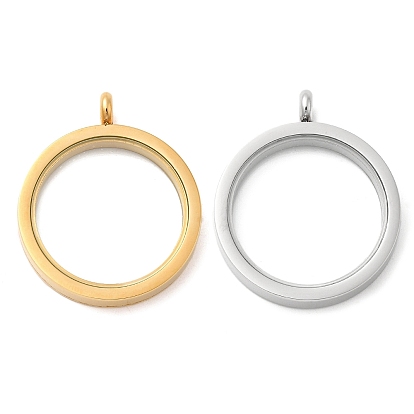 Стеклянный интерфейс, 304 Кулоны-медальоны из нержавеющей стали с ионным покрытием (IP), кольцо