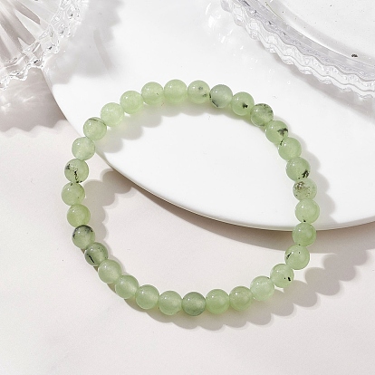Эластичные браслеты из натуральных бусин пренита для женщин, круглые