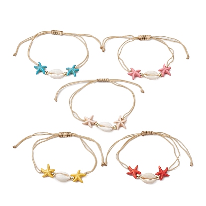 Браслеты из натуральных ракушек и морских звезд, синтетической бирюзы и ракушек каури, плетеные в форме морских звезд и ракушек для женщин
