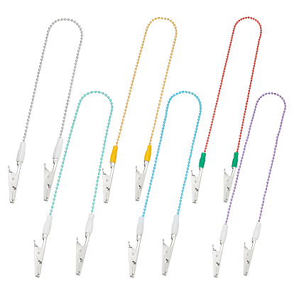 6 шт. 6 цвета нержавеющая сталь стоматологический лабораторный зажим для нагрудника, прочный держатель для салфеток с шариковой цепочкой, с зажимом из сплава