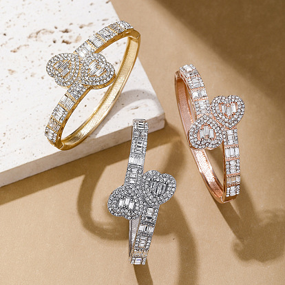 Браслеты-шарниры из цинкового сплава со стразами для женщин, сердце