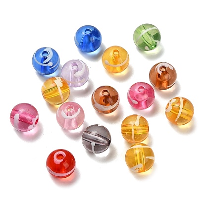 Прозрачные бусины из акриловой эмали, круглые