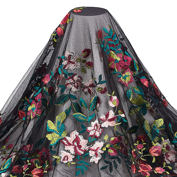 Цветочный узор вышитые цветы полиэстер тюль кружевная ткань, аксессуары для одежды