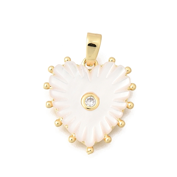 Латунные микропаве прозрачные подвески с фианитом, сердце прелести, с оболочкой