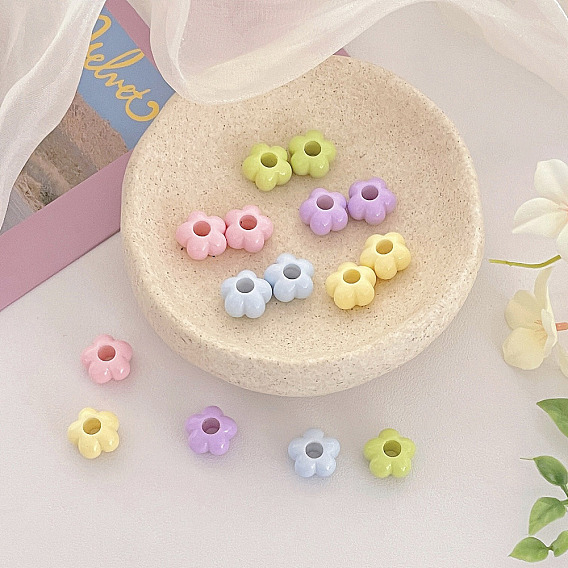 Opaque Acrylic Beads, Large Hole Beads, Flower