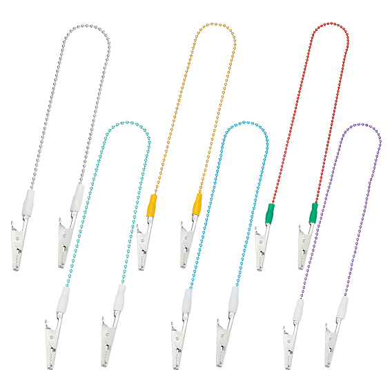 6 шт. 6 цвета нержавеющая сталь стоматологический лабораторный зажим для нагрудника, прочный держатель для салфеток с шариковой цепочкой, с зажимом из сплава