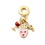 Латунь микропаве прозрачный кубический цирконий европейские подвески с подвесками, с розовым эмали, Подвески с большими отверстиями, без кадмия и без свинца, кубок, лицо и музыкальная нота