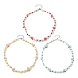 3 pcs 3 ensemble de colliers de perles en argile polymère, graines de verre et perles acryliques, fraise & ananas & avocat