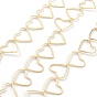 Brass Hollow Heart Link Chains, Unwelded, with Spool