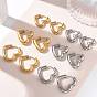 304 Stainless Steel Hoop Earrings, Heart, Ion Plating(IP)