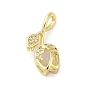 Rack Plating Brass Micro Pave Cubic Zirconia Pendants, Flower, Long-Lasting Plated, Cadmium Free & Lead Free