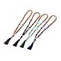 Polyester Tassel Pendant Necklaces, with Gemstone Beads and Dyed Wood Beads