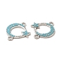 Alloy Connector Charms, with Synthetic Turquoise, Crescent Moon with Star