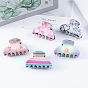 PVC Claw Hair Clips for Women, Cherry Stripe Heart Pattern Large Claw Clip for Thick Hair