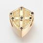 Brass Cubic Zirconia European Beads, Shield