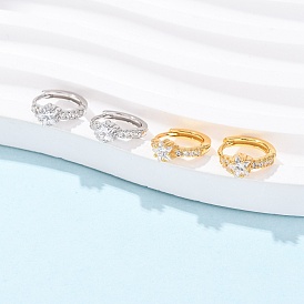 Звезда 925 серьги-кольца из стерлингового серебра с микропаве из прозрачных кубических цирконий