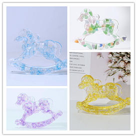 Gemstone Chip & Resin Craft Display Decorations, Rocking Horse Figurine, for Home Feng Shui Ornament