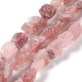 Brins de perles de quartz synthétiques brutes à la fraise, nuggets
