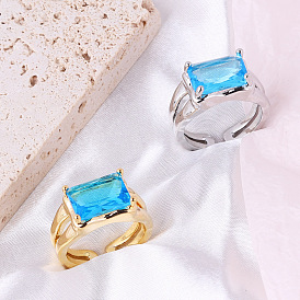 Square Zirconia Statement Ring for Women - Bold, Luxe and Unique Wide Band Finger Ring