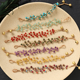 Natural & Synthetic Stone Round Braided Bead Multi-strand Bracelets for Women