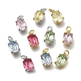 Овальная латунь со стеклянными подвесками, одиночные каменные прелести, без кадмия и без свинца, долговечный, стойки покрытие