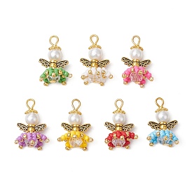 Подвески из нейлоновой проволоки, стеклянные бусины ручной работы с бусинами из сплава и стеклянными жемчужными бусинами, ангел