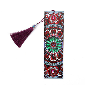 Mandala Flower Pattern DIY Diamond Painting Bookmark with Tassel Pendants Kits