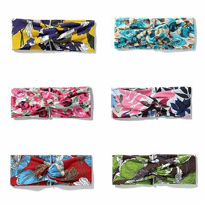 Повязки на голову из полиэстера и спандекса с принтом в стиле бохо, аксессуары для волос с эластичной оберткой для девочек и женщин