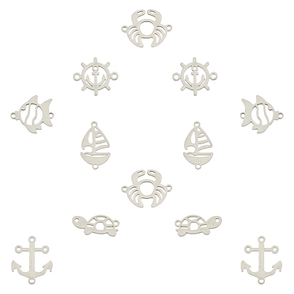201 Stainless Steel Links Connectors, Laser Cut Links, Mixed Shapes
