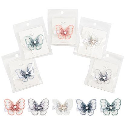 20 шт 5 цвета бабочка кружево вышивка заколка для волос, с железной крокодил заколки