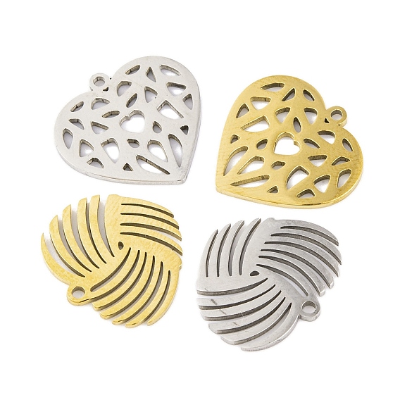 5 шт. 201 подвески из нержавеющей стали, лазерная резка, шарма сердца