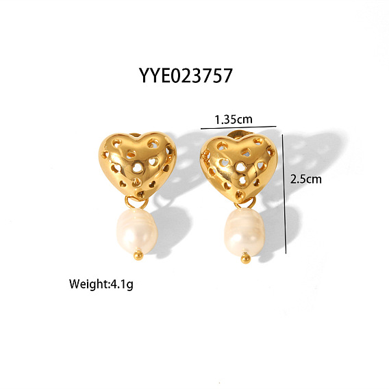 Полое сердце 304 серьги-гвоздики из нержавеющей стали для женщин, реальный 18 k позолоченный