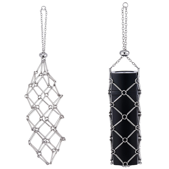 2Pcs 2 Styles 667 Stainless Steel Lipstick Macrame Pouch Holder Pendant Decorations