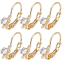 20Pcs Brass Micro Pave Clear Cubic Zirconia Leverback Earring Findings, Nickel Free, with Loop