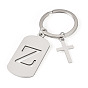 1Porte-clés en acier inoxydable, avec porte-clés fendus, rectangle, couleur inox