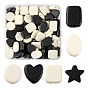 120Pcs 12 Style Painted Natural Wood Beads, Oval & Rectangle & Star & Flat Round & Heart & Square