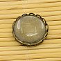 Brass Cabochon Settings and Flat Round Transparent Clear Glass Cabochons, Tray: 18mm, Glass: 18x4mm
