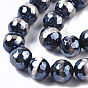 Tibetan Style dZi Beads, Natural Agate Beads Strands,  Dyed & Heated, Pearlized, Round, Faceted