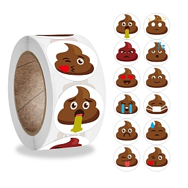 Cartoon Poop Paper Gift Tag Stickers, Adhesive Labels Roll Stickers, for Party, Decorative Presents
