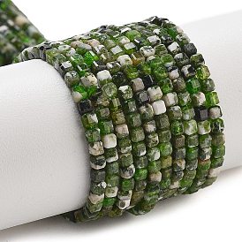 Natural Diopside Beads Strands, Faceted Table Cut Cube