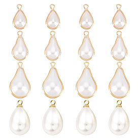 16шт 4 стиль АБС пластик имитация жемчуга подвески, с латунной фурнитурой , реальный 18 k позолоченный, разнообразные