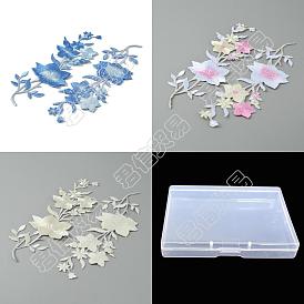 BENECREA 6Pcs 3 Colors Flower Computerized Embroidery Cloth Iron On Patches, Stick On Patch, Costume Accessories, Appliques