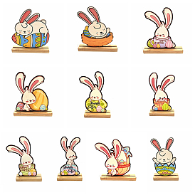 Easter Theme Natural Wood Display Decorations, Bunny with Egg