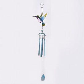 Gorgecraft Hummingbird Wind Chimes, with Glass and Iron Findings, for Home, Party, Festival Decor, Garden, Yard Decoration