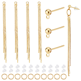 BENECREAT Tassel Pendant Earrings DIY Making Kits, Including 10Pcs Brass Stud Earring Findings, 10Pcs Brass Jump Rings, 10Pcs Brass Big Pendants, 20Pcs Plastic Ear Nuts