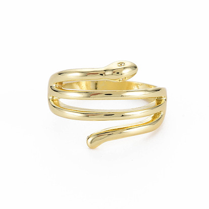 Snake Shape Rack Plating Alloy Wide Band Rings, Cadmium Free & Lead Free