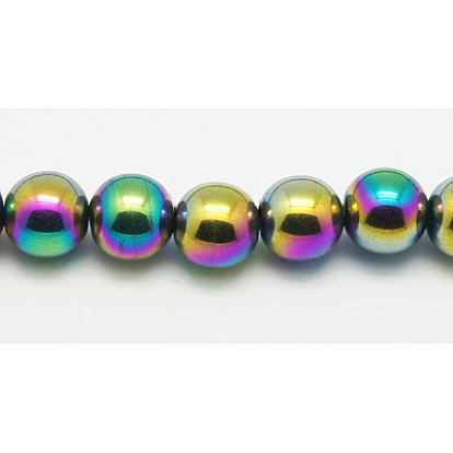 Non-Magnetic Synthetic Hematite Beads Strands, Grade A, Color-Plated, Round, 12mm, Hole: 1mm