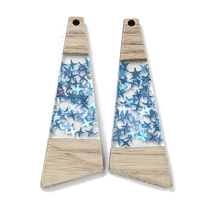 Деревянные подвески, смола и звездочка из золотой фольги, крыло стрекозы