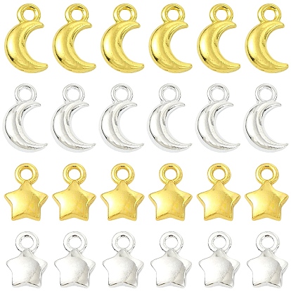 120Stk 4 Stile Legierung Anhänger pendant, Mond- und Sternanhänger